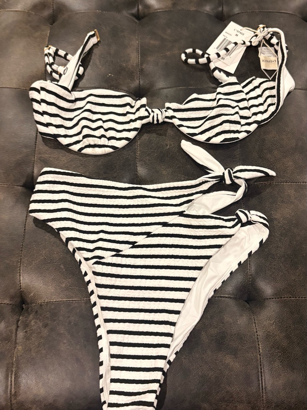 L-Space Black and White Striped Bikini